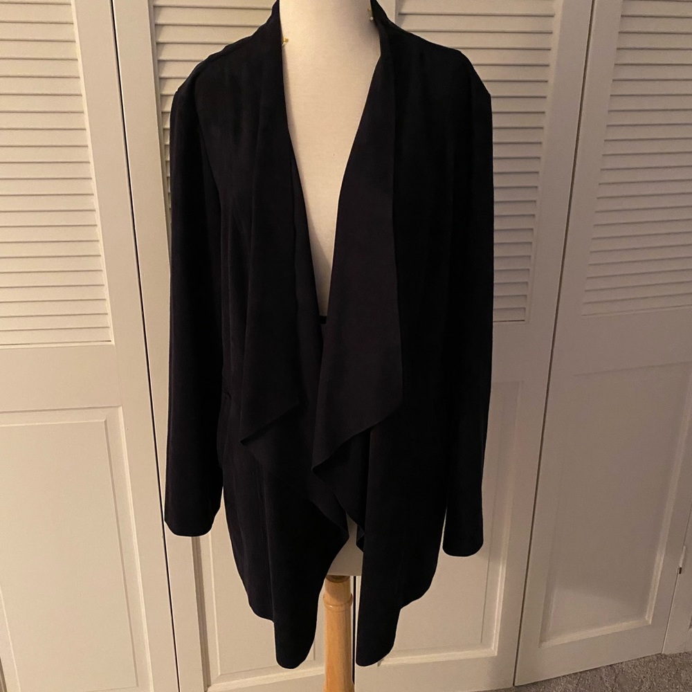Dark Navy Faux suede blazer.